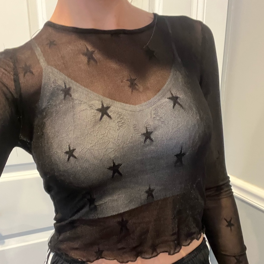 Sheer black star Altar’d state top